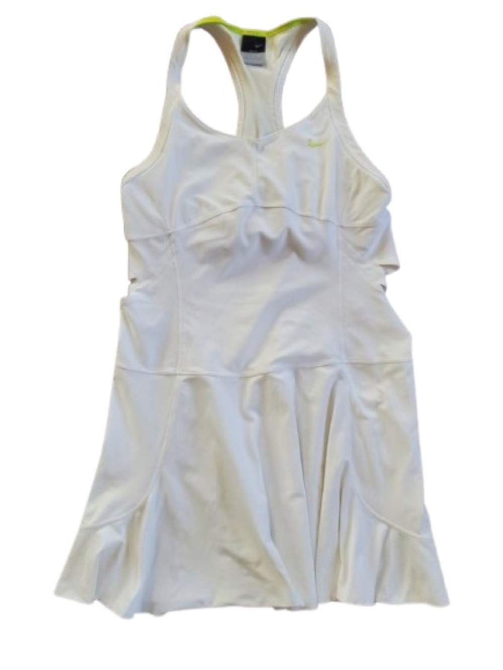 NIKE Serena Williams Dress White w/Lime Green Trim & cutouts  Gorgeous LARGE